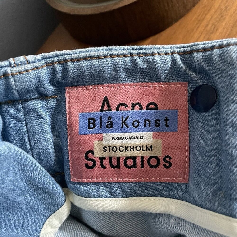 ACNE STUDIOS Bla Konst Light Denim Jean Pleated Belted Skirt Size 36 - Picture 5 of 12